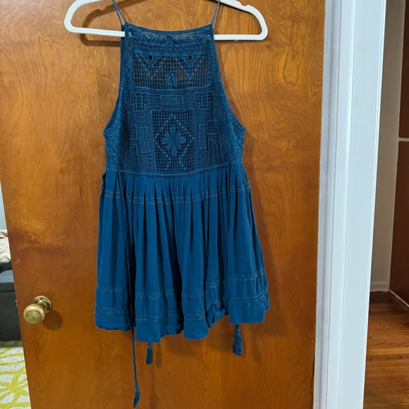 Free People Blue Emily Crocheted Illusion Fit & Flare Dress - Picture 2 of 10